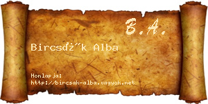 Bircsák Alba névjegykártya